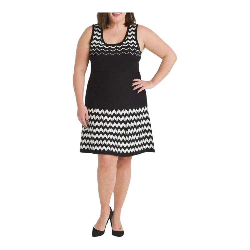 ⭐️NY Collection Sweater Dress Chevron Black & White Sleeveless Office Casual